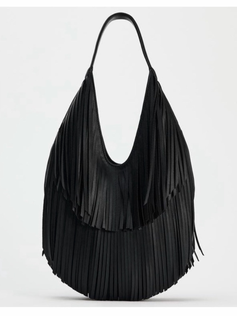 Zara Black Fringe Bag NWT